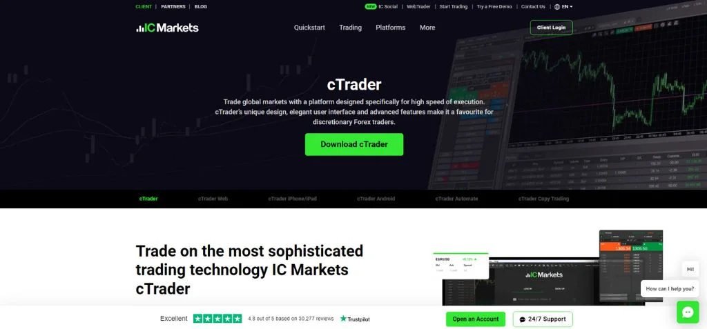 ICMarkets Download - Select Download cTrader