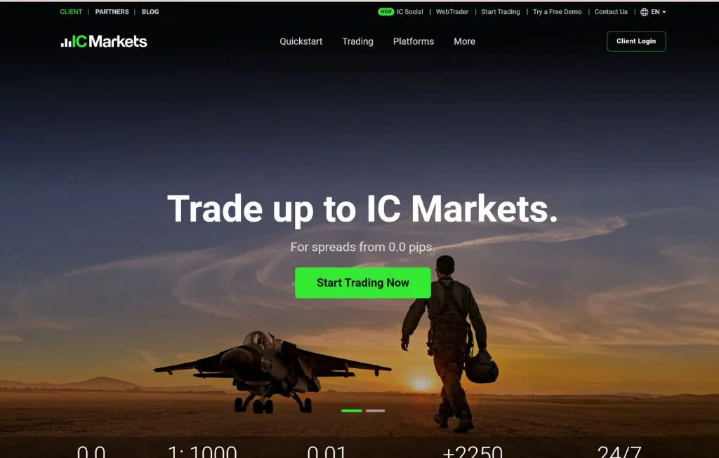 Register a trading account on the ICMarkets website.